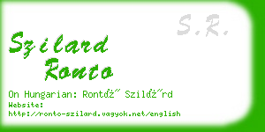 szilard ronto business card